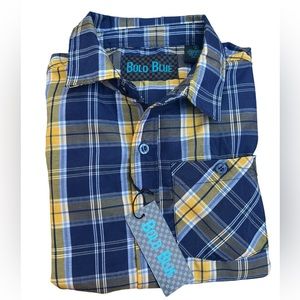 ⭐️⭐️⭐️3 for$12⭐️⭐️⭐️ Bolo Blue Plaided Button Down Short Sleeve Size 5